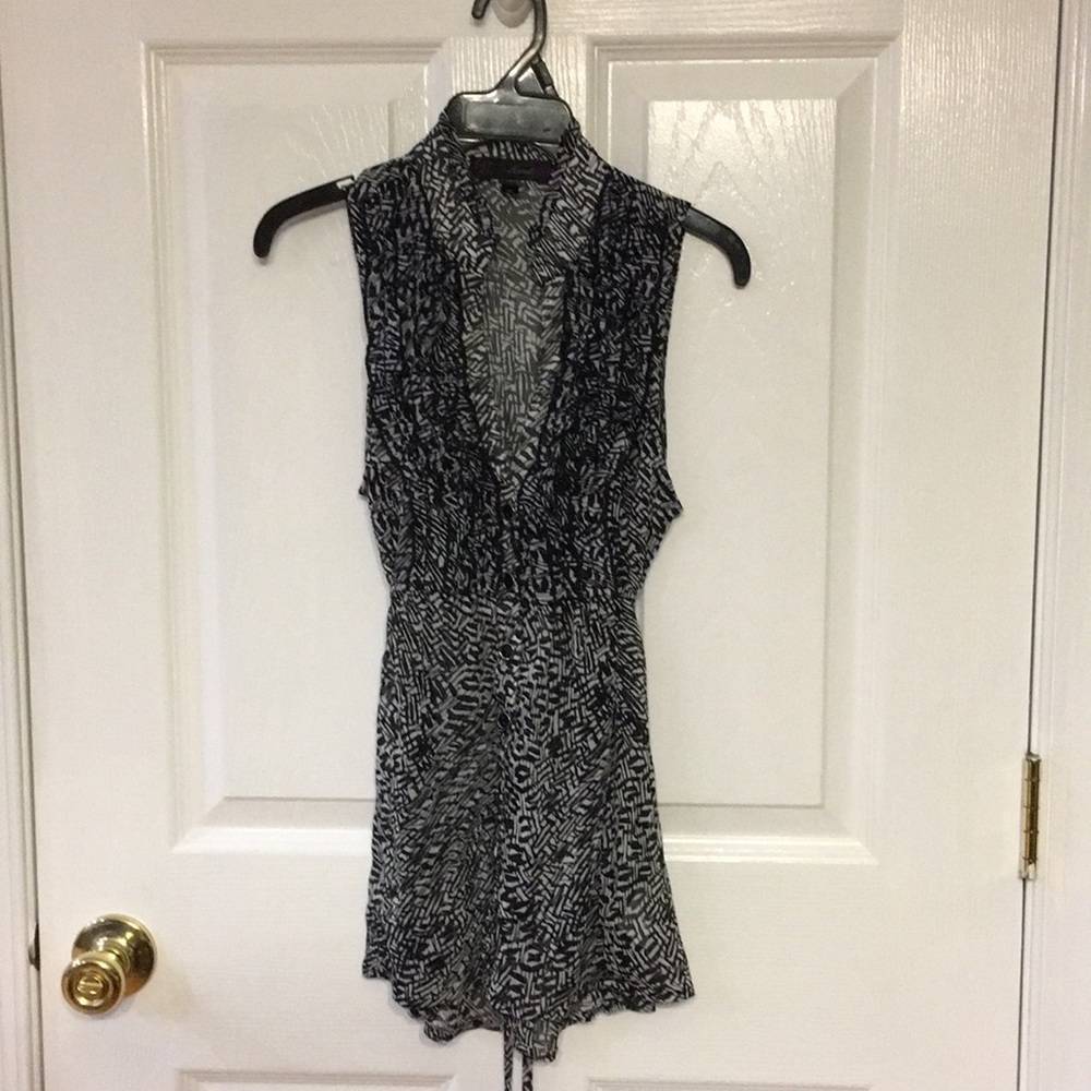 Black and white sleeveless top